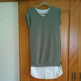 ロングカットソー×インナーシャツキャミ(カットソー(半袖/袖なし))