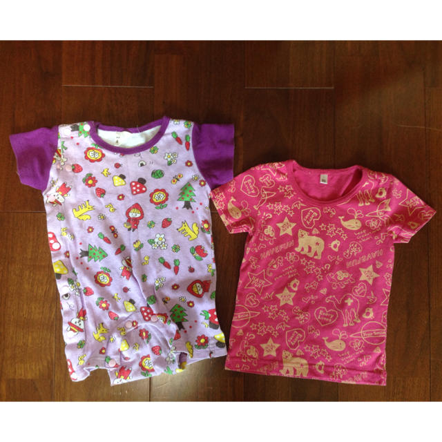 女の子80センチ ロンパース、Tシャツ セット キッズ/ベビー/マタニティのベビー服(~85cm)(ロンパース)の商品写真