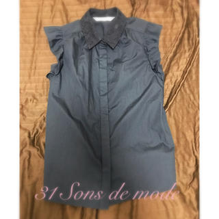 トランテアンソンドゥモード(31 Sons de mode)のトランテアン フリルノースリーブシャツ(シャツ/ブラウス(半袖/袖なし))