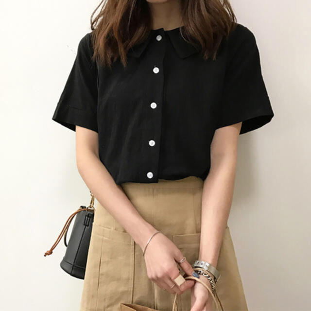 襟付き コットンシャツ 🌿 メンズのトップス(Tシャツ/カットソー(半袖/袖なし))の商品写真