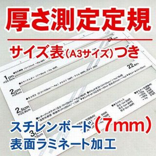 ●厚さを測る定規（スチレンボード）・縦横サイズ表付き(管理No.100)(その他)