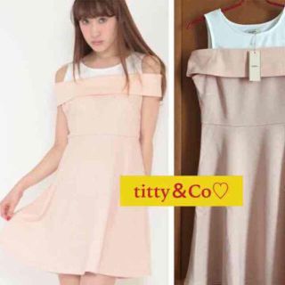 ティティアンドコー(titty&co)の新品♡定価7452 titty＆Co♡レイヤードワンピース♡オレンジ♡♡綿混(ひざ丈ワンピース)