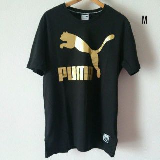 プーマ(PUMA)の【新品未使用・Mサイズ】ＰＵＭＡ　GOLDロゴＴブラック(Tシャツ/カットソー(半袖/袖なし))