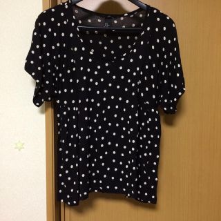 エイチアンドエム(H&M)の[送料込] H&M ドット柄 Tシャツ ブラック(Tシャツ(半袖/袖なし))