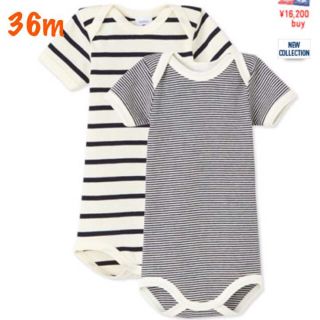 プチバトー(PETIT BATEAU)の36m/プチバトー マリニエール＆ミラレ半袖ボディ２枚組(下着)