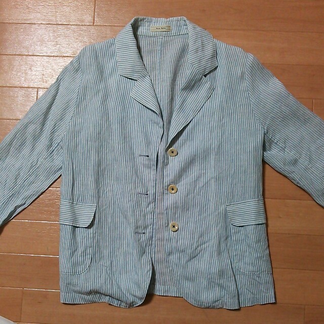 麻のストライプジャケット レディースのジャケット/アウター(テーラードジャケット)の商品写真