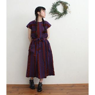 アトリエドゥサボン(l'atelier du savon)のfig London silk nep stripe OP(ひざ丈ワンピース)