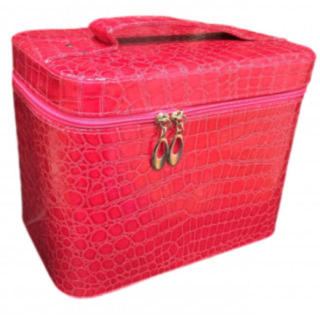 新品 化粧箱 化粧ボックス 鏡付き 大容量 ピンク レディースのファッション小物(ポーチ)の商品写真