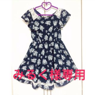 オリーブデオリーブ(OLIVEdesOLIVE)のみるく様専用【美品】OLIVE des OLIVE花柄ワンピース ネイビー(ミニワンピース)