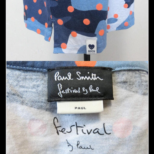 Paul Smith(ポールスミス)のPaulSmithポールスミス　ブルーグレーと紺と白の柄に水玉の半袖ワンピースM レディースのワンピース(ひざ丈ワンピース)の商品写真