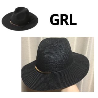 グレイル(GRL)の本日のみお値下げ❗️新品✨送料込みGRL★中折れストローハット★麦わら★ブラック(麦わら帽子/ストローハット)