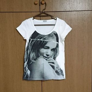 フェイスプリント半袖コットンTシャツ＊白Ｍ(Tシャツ(半袖/袖なし))