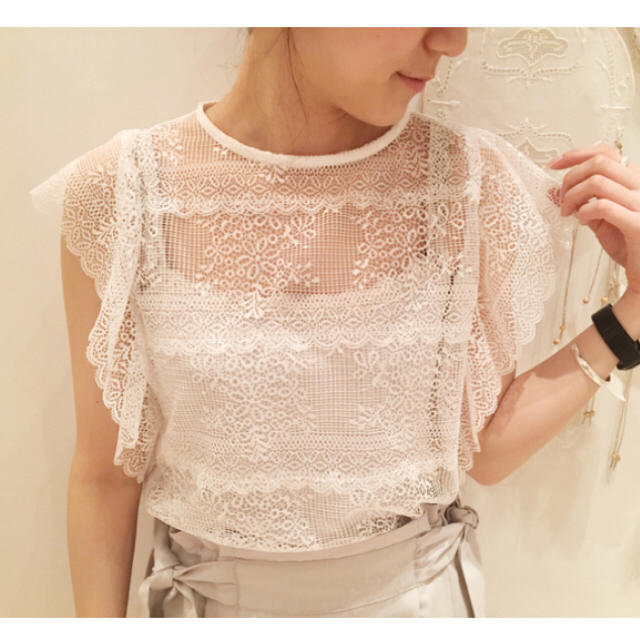 flower(フラワー)のruffle lace top レディースのトップス(カットソー(半袖/袖なし))の商品写真