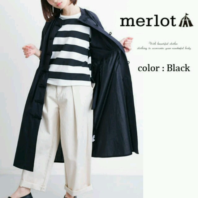 merlot(メルロー)の今季新作♡メルロー チャイナボタンワンピース 黒 レディースのワンピース(ひざ丈ワンピース)の商品写真
