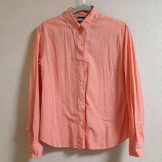 ユニクロ(UNIQLO)のオレンジギンガムチェックのシャツ(シャツ/ブラウス(長袖/七分))