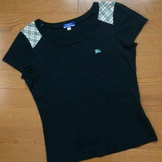 バーバリー(BURBERRY)の美品 BURBERRY BLUE LABEL 半袖クルーネックTシャツ ブラック(Tシャツ(半袖/袖なし))