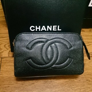 シャネル(CHANEL)の正規品 CHANEL シャネル キャビアスキン ココマーク ポーチ(ポーチ)