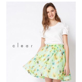 クリア(clear)の花柄フレアスカート★クリア★新品タグ付き(ミニスカート)