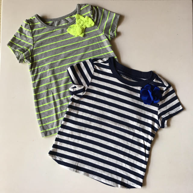 西松屋(ニシマツヤ)のべあ様専用 ボーダーＴシャツ 2枚セット&baby GAP ショーパン3枚セット キッズ/ベビー/マタニティのキッズ服女の子用(90cm~)(Tシャツ/カットソー)の商品写真