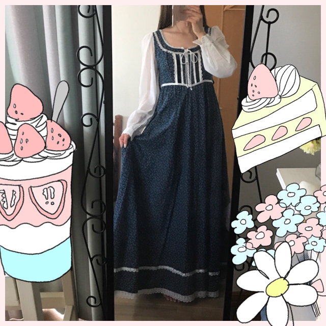 GUNNE SAX(ガニーサックス)のvintage 小花柄 ロングワンピース レディースのワンピース(ロングワンピース/マキシワンピース)の商品写真