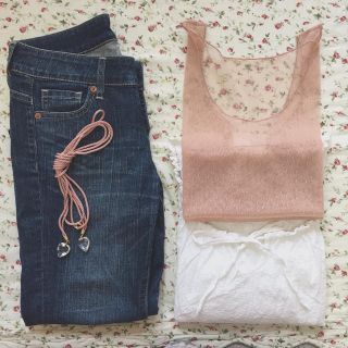 vintage tulle dusty pink tank top🌷(タンクトップ)