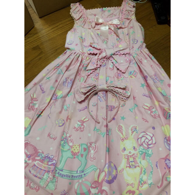 Angelic Pretty(アンジェリックプリティー)のAngelic Pretty トイパレード JSK カチューシャセット レディースのワンピース(ひざ丈ワンピース)の商品写真