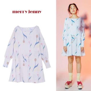 メリージェニー(merry jenny)のmerry jenny チューリップおどるミニワンピース🌷(ミニワンピース)