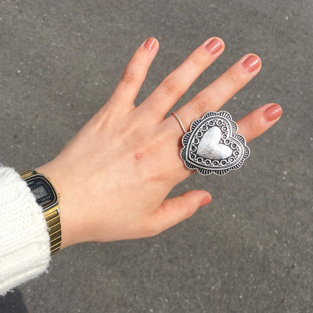 【即購入OK】big heart silver ring ハンドメイドのアクセサリー(リング)の商品写真