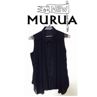 ムルーア(MURUA)の【MURUA】美品！黒ノースリーブシャツ(カットソー(半袖/袖なし))