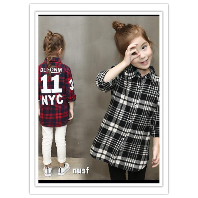 110 黒 チェックシャツ ロング 韓国子供服 可愛い 流行の通販 By Nusf ラクマ