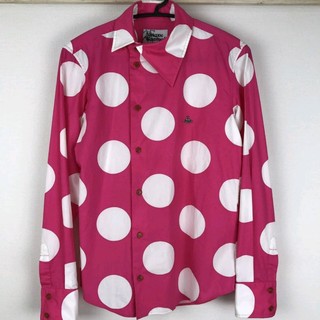 ヴィヴィアンウエストウッド(Vivienne Westwood)の新品同様品 ヴィヴィアンウエストウッド 長袖シャツ ドット柄 ピンク サイズ44(シャツ)