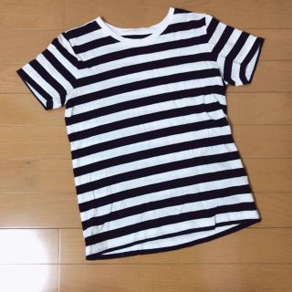 ムジルシリョウヒン(MUJI (無印良品))の無印良品 MUJI Tシャツ 素材 ボーダー 白黒 ブラック ホワイト Uネック(Tシャツ(半袖/袖なし))