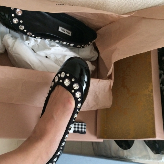 選べる配送時期 miumiuビジュー パンプス 37.5 24cm ゴージャス