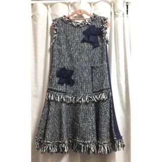 ランバンオンブルー(LANVIN en Bleu)のツイードワンピース(ひざ丈ワンピース)