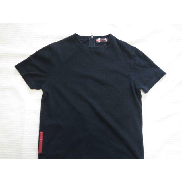 PRADA(プラダ)の●PRADAプラダスポーツ鹿の子コットン背ジップＴシャツ黒●良好美品↑ レディースのトップス(Tシャツ(半袖/袖なし))の商品写真