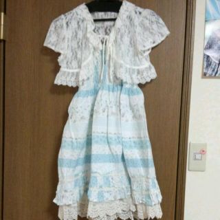 アンクルージュ(Ank Rouge)のレースボレロ付パッチワーク柄ワンピース(ミニワンピース)