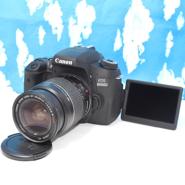 中古】 Canon - 極上品Wi-Fi内蔵+自撮りCanon EOS 8000D レンズキット