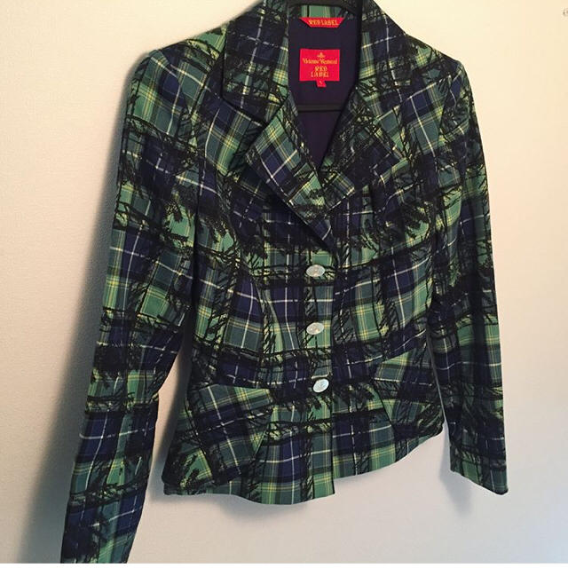 Vivienne Westwood(ヴィヴィアンウエストウッド)のチェック柄ジャケットグリーンサイズ1 レディースのジャケット/アウター(テーラードジャケット)の商品写真