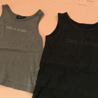 コムサデモード(COMME CA DU MODE)の双子 コムサ 黒&グレー 80 90 タンクトップ ノースリーブ 2枚 (Tシャツ/カットソー)