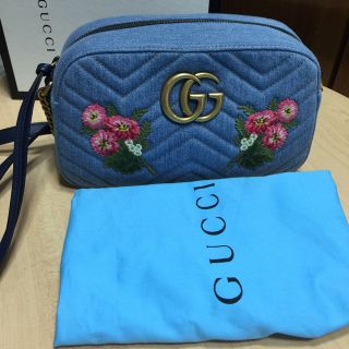 グッチ(Gucci)のGUCCI グッチ GGマーモント 日本限定 デニム ショルダーバッグ(ショルダーバッグ)