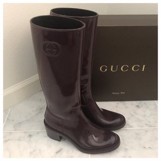 グッチ(Gucci)のGUCCI グッチ レインブーツ 37 ボルドー 長靴(レインブーツ/長靴)