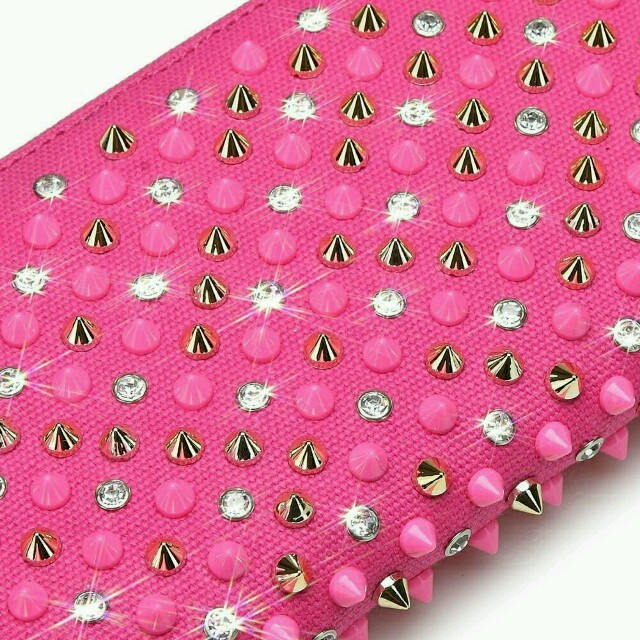 ラインストーン × スタッズ 長財布 ピンク レディースのファッション小物(財布)の商品写真