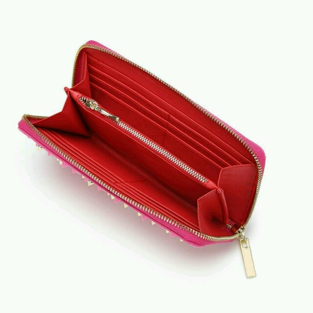 ラインストーン × スタッズ 長財布 ピンク レディースのファッション小物(財布)の商品写真