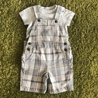 ベビーギャップ(babyGAP)のbabyGAP 90 オーバーオール グレー チェック柄(パンツ/スパッツ)