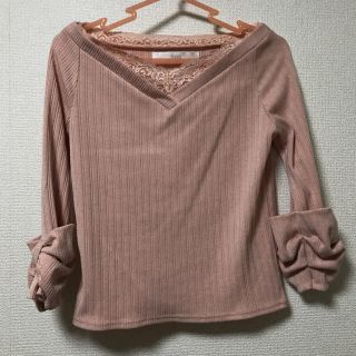 トッコ(tocco)のレース付きVネックお袖おリボントップス(カットソー(長袖/七分))