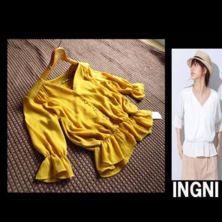 イング(INGNI)の最新★INGNIイング★シフォン楊柳前釦ペプラム/TOPS★(カットソー(半袖/袖なし))