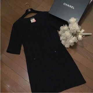 シャネル(CHANEL)のお値下げ 美品 シャネル ブラック ワンピース♡(ひざ丈ワンピース)