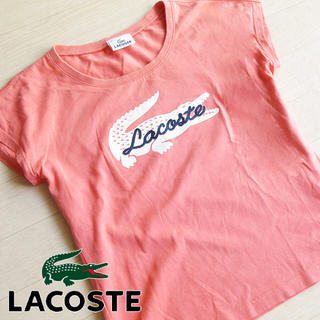 ラコステ(LACOSTE)の美品 40サイズ ラコステ ビッグロゴ 半袖Tシャツ コーラルピンク(Tシャツ(半袖/袖なし))