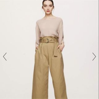 ジーユー(GU)のUNIQLO ZARA GUハイウエストチノベルト付きワイドパンツ M ベージュ(その他)