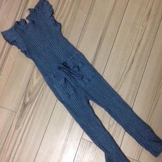 ザラキッズ(ZARA KIDS)のZARA kids 美品 肩フリルリブニットオールインワン 110㎝(パンツ/スパッツ)